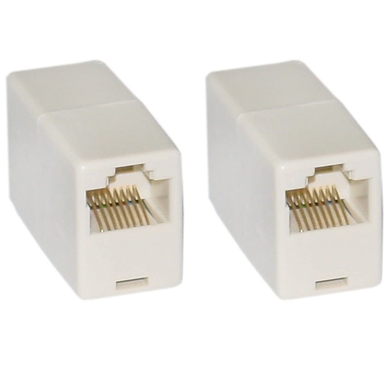 WETEK محول WETEK RJ45 إلى RJ45 للإيثرنت للخادم، الموجه، المودم (أبيض) مع شهادة Cat 5 و Cat 6 (عبوة من 2) - Image 1