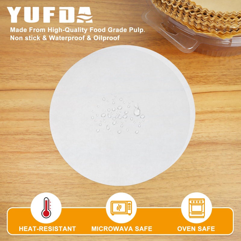 YUFDA 150 قطعة - ورق زبدة دائري 8 بوصة، ورق زبدة للخبز، ورق زبدة غير لاصق YUFDA للخبز، ورق زبدة دائري مقصوص مسبقًا لآلة التورتيلا، صينية الكعك، البسكويت - Image 3