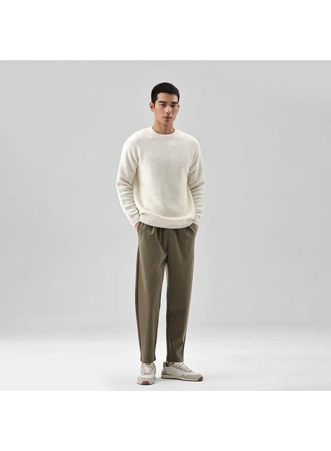 Markless Men's Autumn Winter Casual Loose Fit Tapered Pants Simple Versatile High-rise Trousers 4864 Brown Size 34 - Image 2