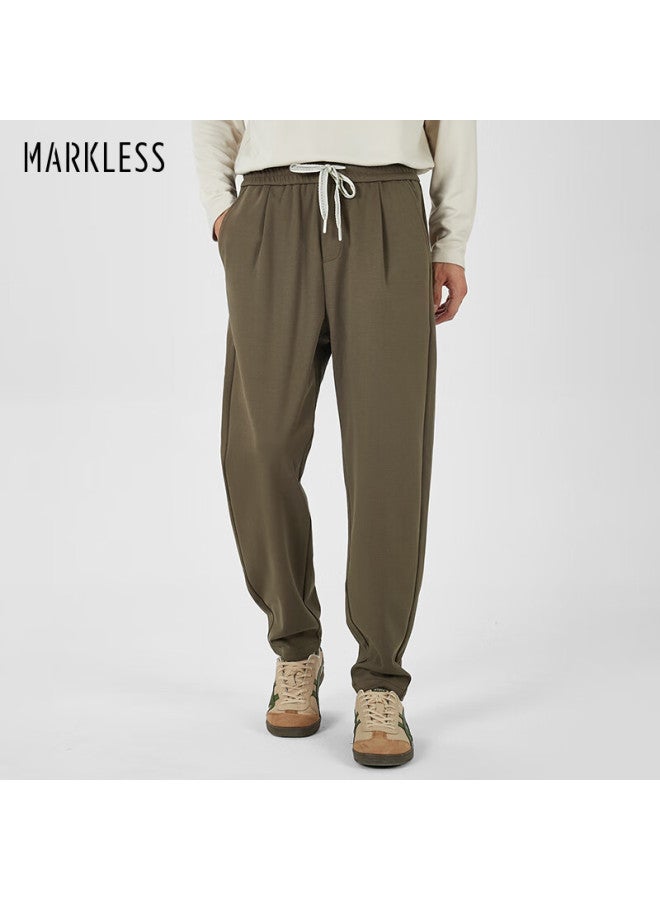 Markless Men's Autumn Winter Casual Loose Fit Tapered Pants Simple Versatile High-rise Trousers 4864 Brown Size 34 - Image 1