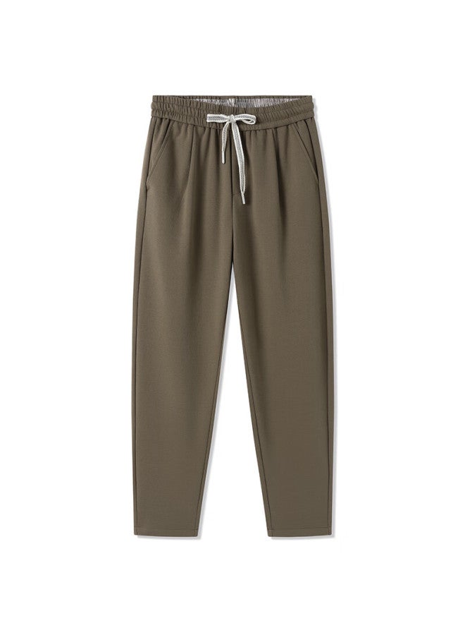 Markless Men's Autumn Winter Casual Loose Fit Tapered Pants Simple Versatile High-rise Trousers 4864 Brown Size 34 - Image 3