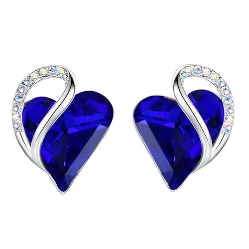Leafael Sapphire Blue Earrings for Women with Birthston Crystal for September, Mothers Day Gift for Mom, Stone Earring - Image 1