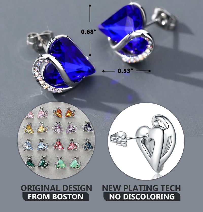 Leafael Sapphire Blue Earrings for Women with Birthston Crystal for September, Mothers Day Gift for Mom, Stone Earring - Image 3