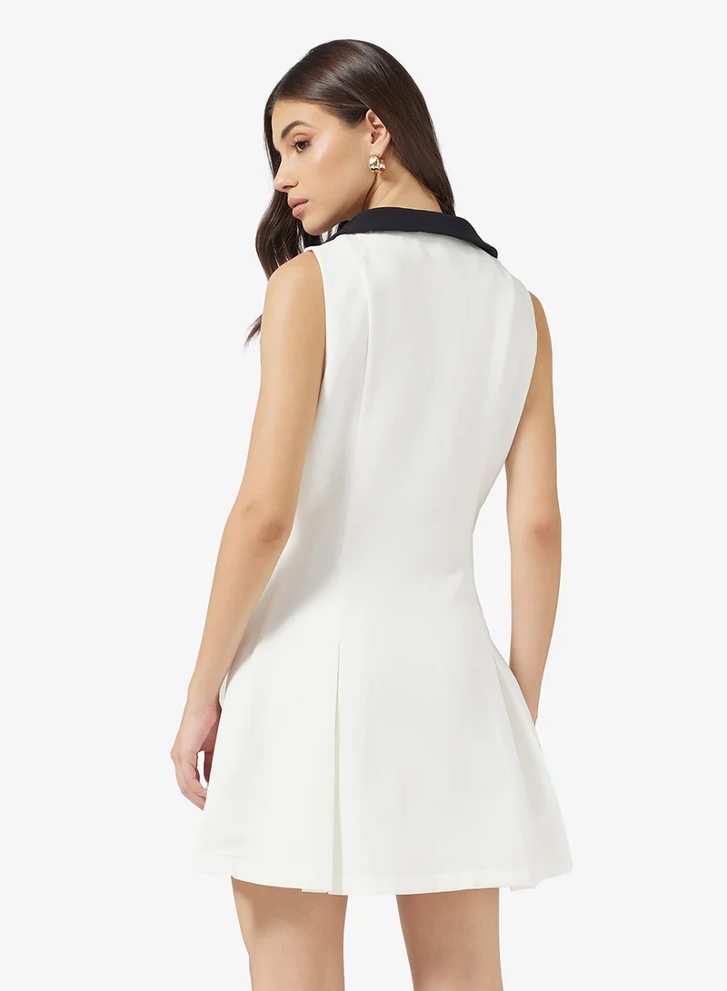 ايلا Dress With Contrast Toned Collar