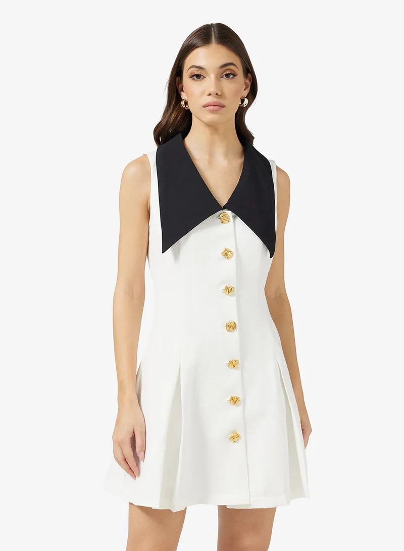 ايلا Dress With Contrast Toned Collar
