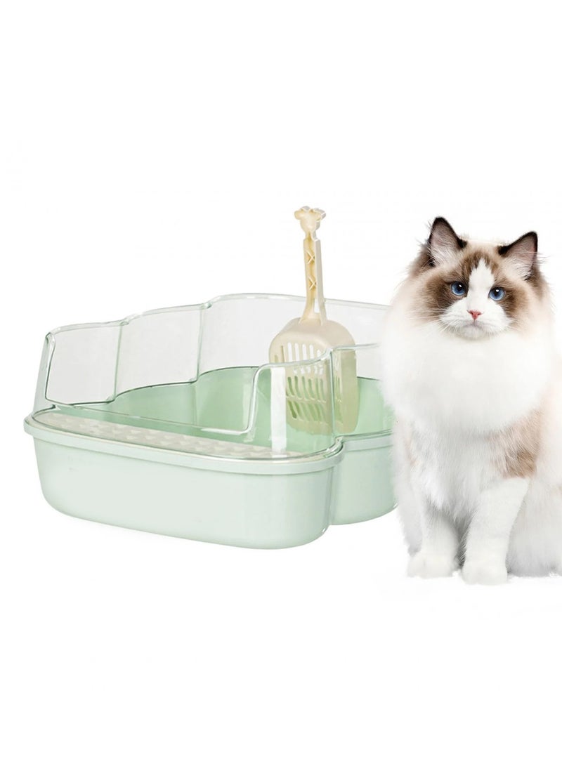 Semi enclosed indoor cat litter box, easy clean litter box with high sided potty for cats - Image 2