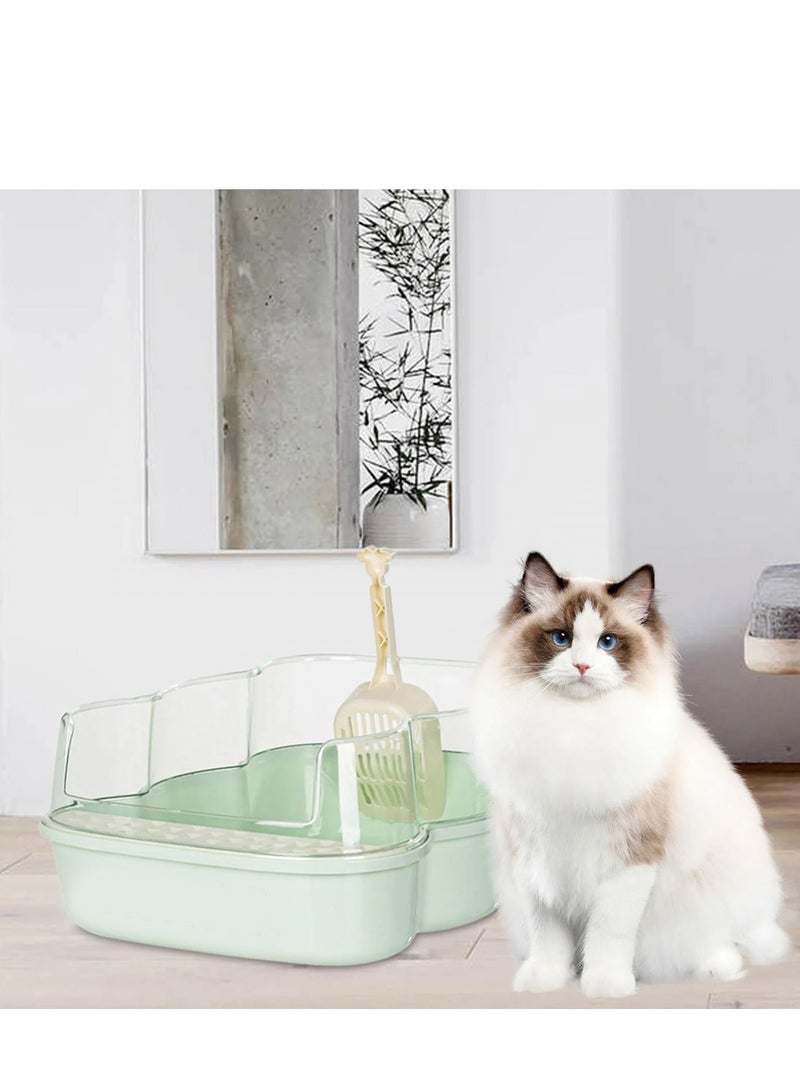 Semi enclosed indoor cat litter box, easy clean litter box with high sided potty for cats - Image 3