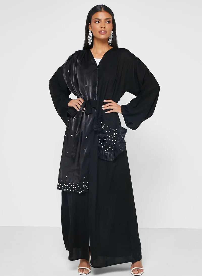hayas closet Embellished Pocket Detail Abaya