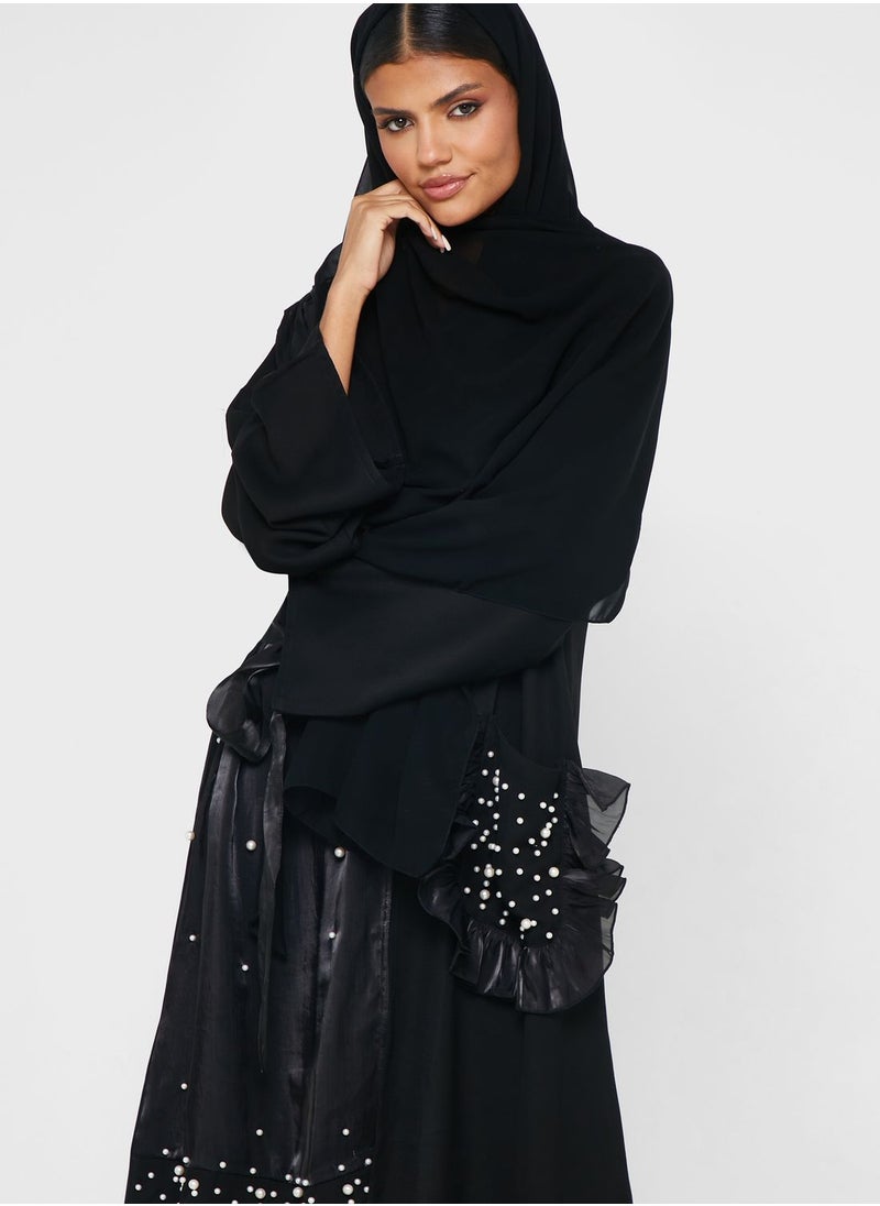hayas closet - Embellished Pocket Detail Abaya - Image 1