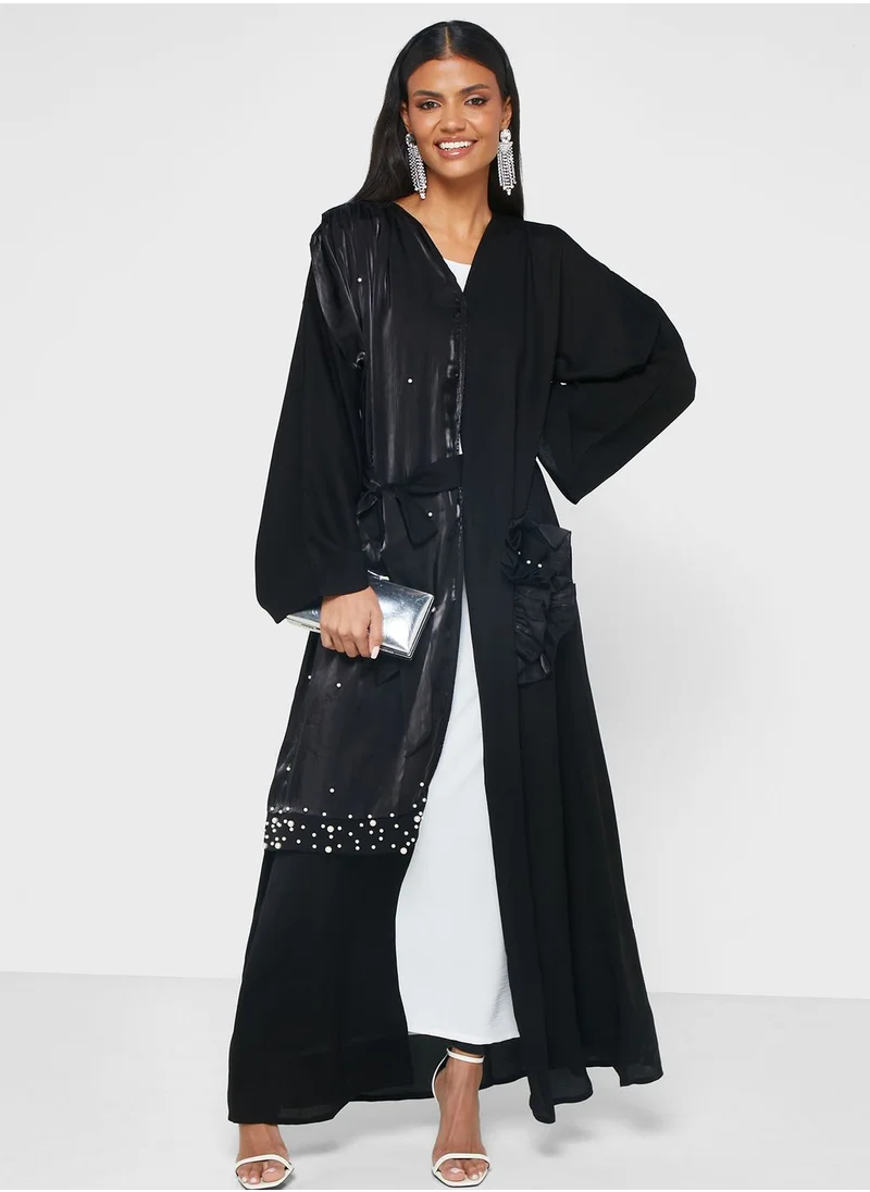 hayas closet Embellished Pocket Detail Abaya