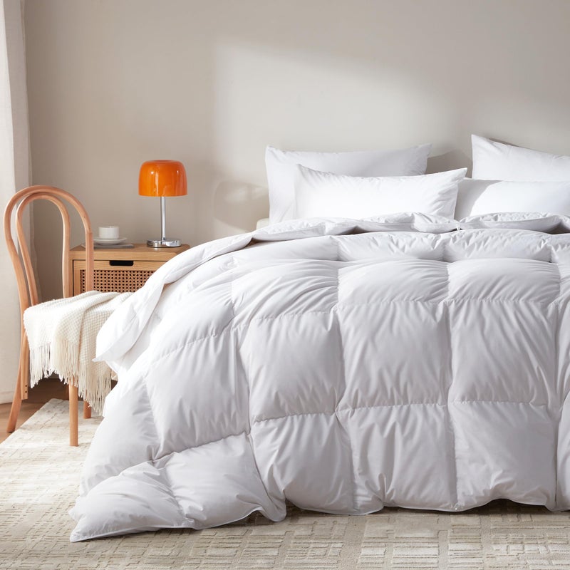 WENERSI Goose Feather Down Comforter California King Size,100% Organic Cotton Duvet Insert,All-Season Luxury Duvet Insert with Baffle Box Design, 750+Fill Power Hotel Collection Bedding Comforter - Image 1