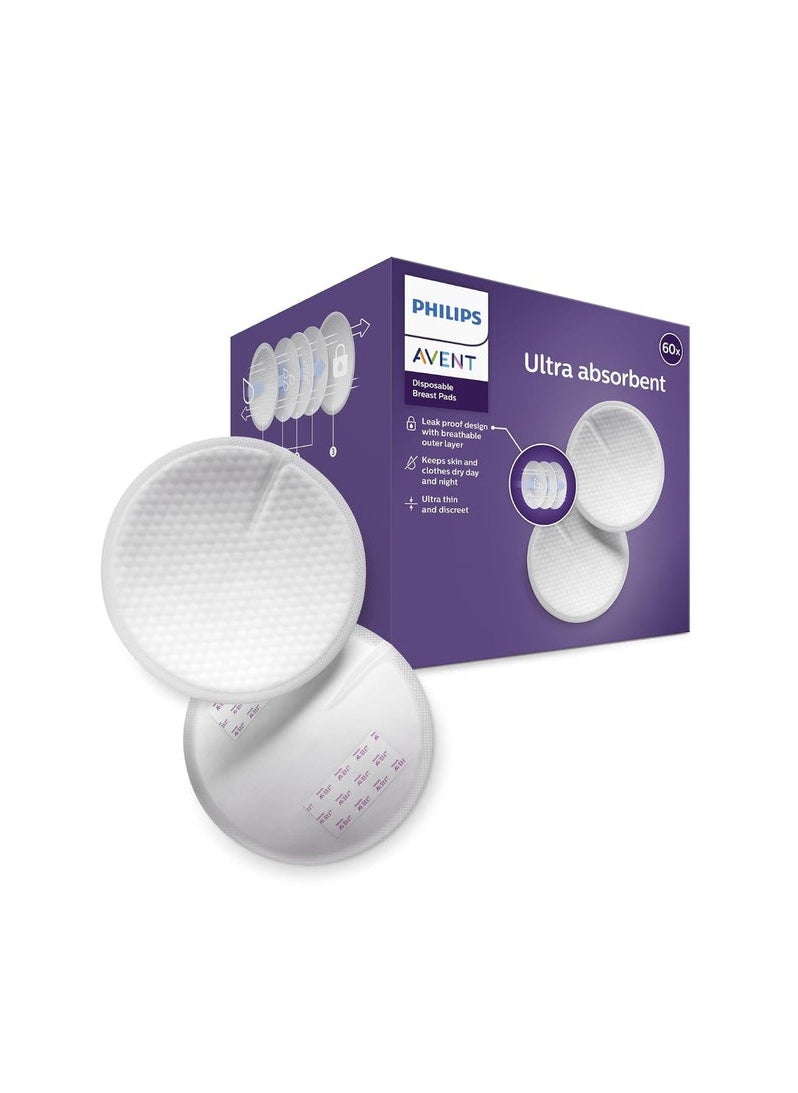 Philips Avent Comfort Breastfeeding Pads – Ultra-Soft & Absorbent Nursing Pads, Disposable & Breathable, 60-Pack  - Image 1