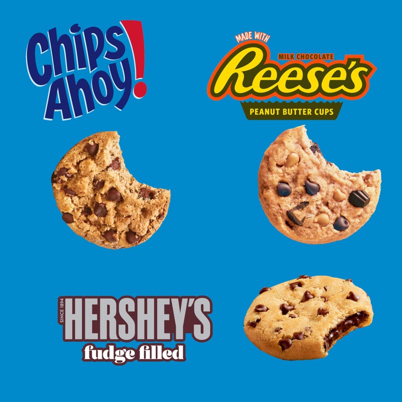 CHIPS AHOY! Cookies Variety Pack, Original Chocolate Chip, Chewy Chocolate Chip with Reese's Peanut Butter Cups & Chewy Hershey's Fudge Filled Soft Cookies, 50 Snack Packs - Image 4