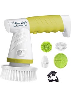 Click N Pick Stylo® Electric Spin Scrubber, Rechargeable Cleaning Brush with 4 Brush Heads, Cordless Cleaning tools for Wall Bathtub Toilet Window Kitchen Sink Dish Grout with Microfiber cleaning cloth head  - Image 1