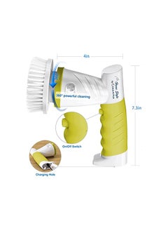 Click N Pick Stylo® Electric Spin Scrubber, Rechargeable Cleaning Brush with 4 Brush Heads, Cordless Cleaning tools for Wall Bathtub Toilet Window Kitchen Sink Dish Grout with Microfiber cleaning cloth head  - Image 3