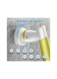 Click N Pick Stylo® Electric Spin Scrubber, Rechargeable Cleaning Brush with 4 Brush Heads, Cordless Cleaning tools for Wall Bathtub Toilet Window Kitchen Sink Dish Grout with Microfiber cleaning cloth head  - Image 4