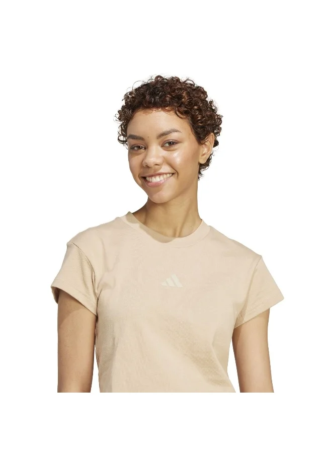 Adidas W Fi Sl Bb Tee Brown Training T-Shirts For Women XS