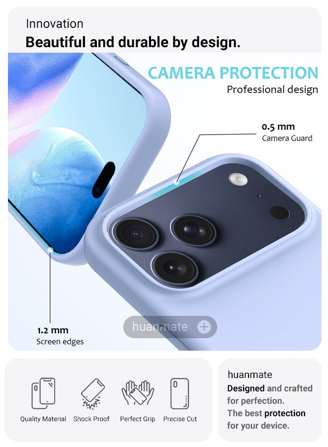 huanmate Apple iPhone 17 Pro Silicone Cover Light Blue - Premium 2.0mm TPU Silicon, Enhanced Camera Protection with Lens Shield, Shockproof & Water-Proof Cover for Apple iPhone 17 Pro - Image 2
