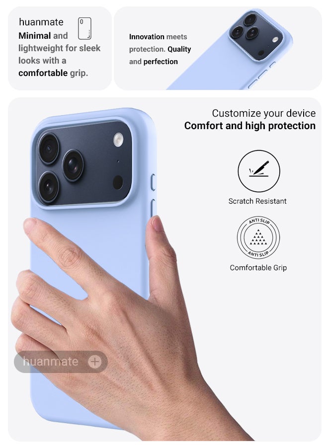 huanmate Apple iPhone 17 Pro Silicone Cover Light Blue - Premium 2.0mm TPU Silicon, Enhanced Camera Protection with Lens Shield, Shockproof & Water-Proof Cover for Apple iPhone 17 Pro - Image 3