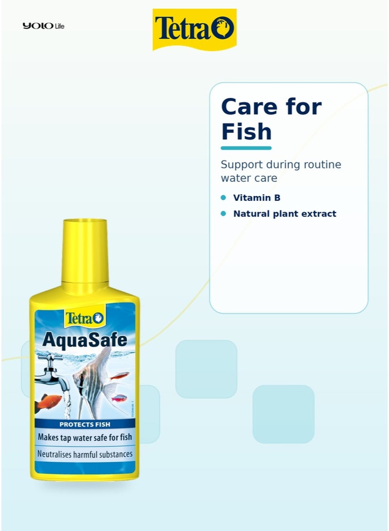 تترا Tetra AquaSafe 50 مل مكيف مياه حوض السمك، يجعل مياه الصنبور آمنة خلال ثوانٍ، يحيّد الكلور والكلورامين والمعادن الثقيلة، 5 مل لكل 10 لتر، للمياه العذبة والمالحة - Image 4