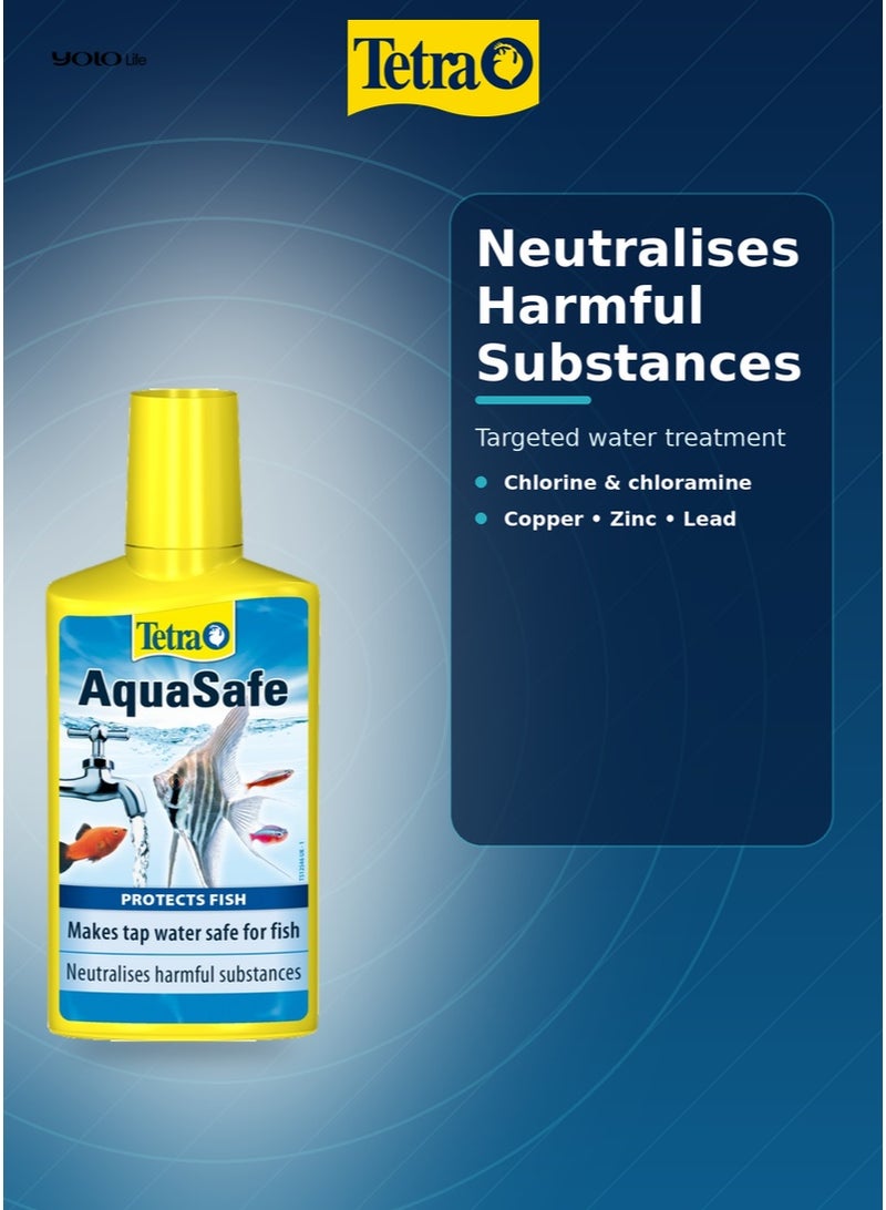 تترا Tetra AquaSafe 50 مل مكيف مياه حوض السمك، يجعل مياه الصنبور آمنة خلال ثوانٍ، يحيّد الكلور والكلورامين والمعادن الثقيلة، 5 مل لكل 10 لتر، للمياه العذبة والمالحة - Image 5