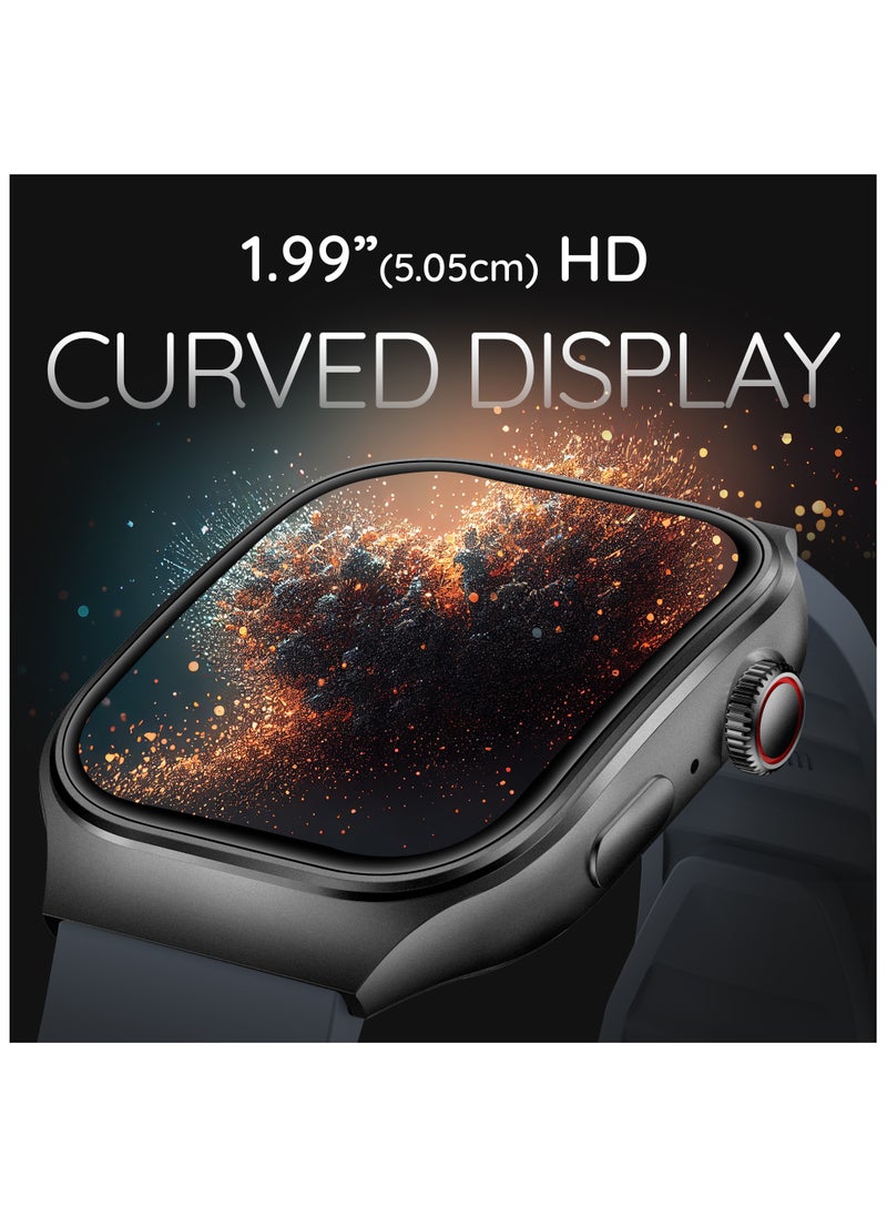 Pebble - Curve 1.99" HD Curved Display Smartwatch, BT Calling, Health Suite, Multi Sports Mode, Smart Calculator, AI Voice Assistance, Compatible with Android & iOS, Up to 5 Days (Stand by), Midnight Blue - Image 1