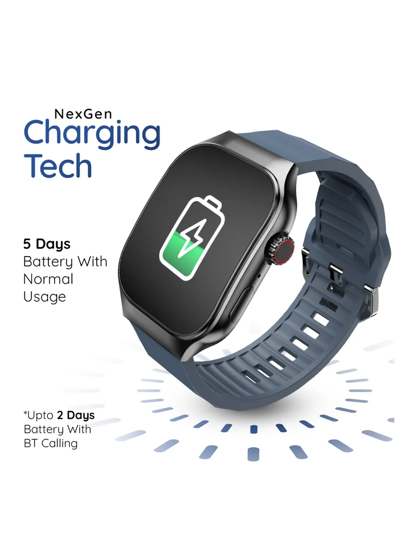 Pebble Curve 1.99" HD Curved Display Smartwatch, BT Calling, Health Suite, Multi Sports Mode, Smart Calculator, AI Voice Assistance, Compatible with Android & iOS, Up to 5 Days (Stand by), Midnight Blue