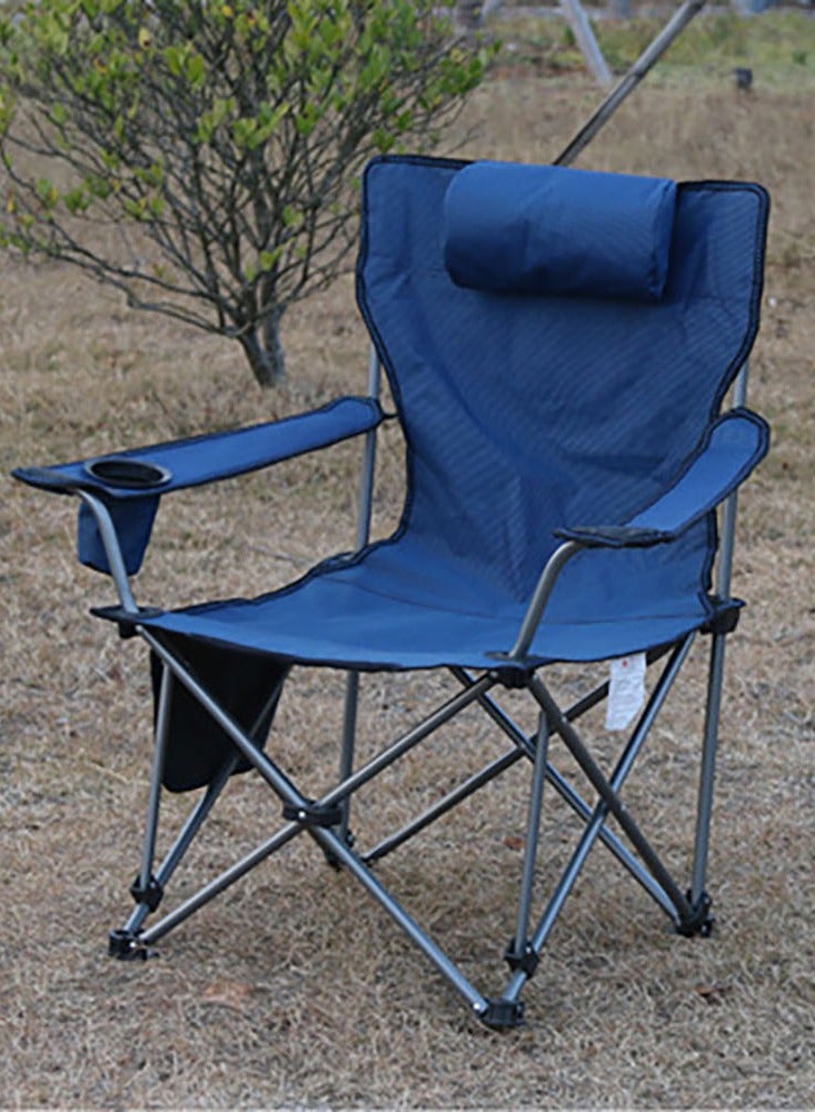 Generic Camping Chairs Folding Camping Chair Outdoor Portable Chair Foldable Lawn Chair Support 264lbs Outdoor Camp Chair with Cup Holder&Side Bag for Fishing Outside Sports  (Blue)  - Image 5