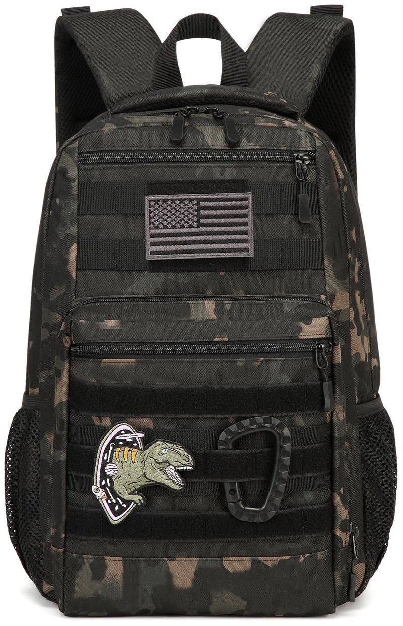 SunForMorning Kids Tactical Backpack Army Molle Bookbag Military Boys Backpack for School, Outdoor, Camping, Black CM - Image 1