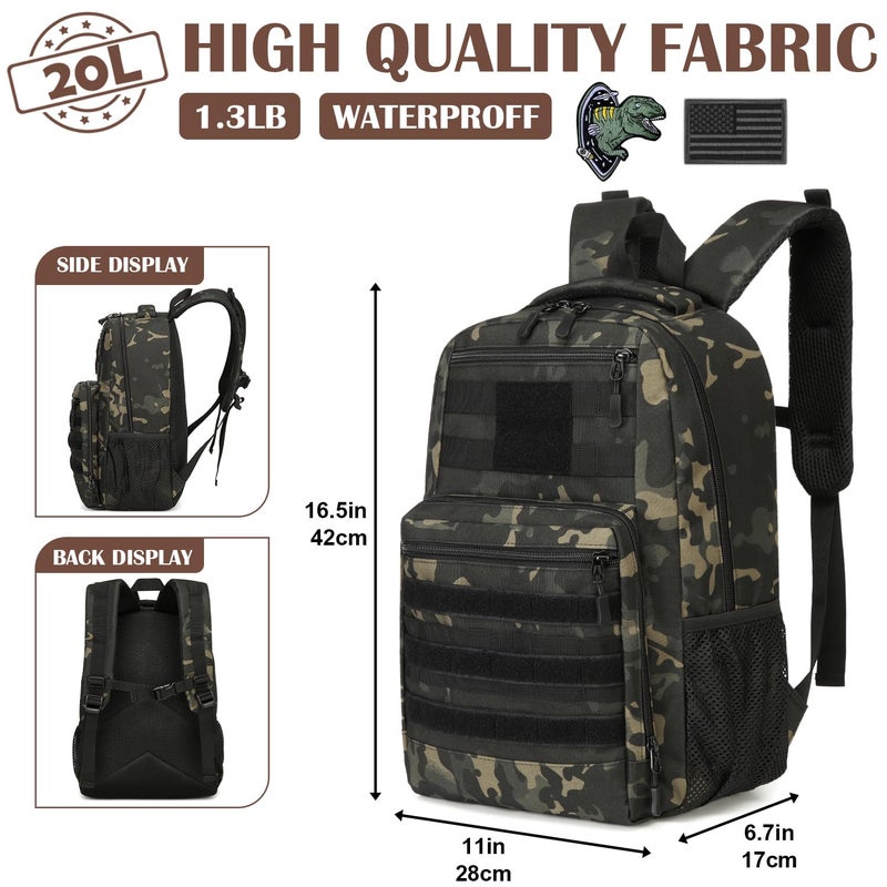 SunForMorning Kids Tactical Backpack Army Molle Bookbag Military Boys Backpack for School, Outdoor, Camping, Black CM - Image 2