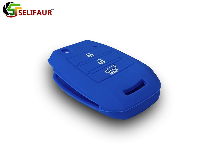 Selifaur 3 Button Silicone Key Cover for Kia Seltos, Sonet flip Key (Non Push Button Start Models only) (Blue) - Image 3