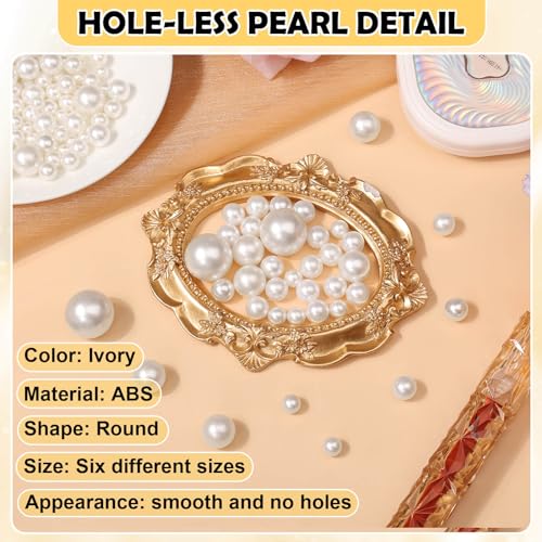 Tidponra 1470PCS Pearls for Crafting, Assorted Sizes Ivory No Hole Pearl Beads,Fake Pearls, Bulk for Floating Candles, Decoration, Vase Filler and Centerpieces - Image 3