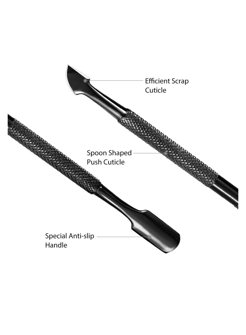 KASTWAVE Cuticle Trimmer with Cuticle Pusher, KASTWAVE Cuticle Remover Cuticle Nipper Professional Stainless Steel Cuticle Cutter Clipper Durable Pedicure Manicure Tools for Fingernails and Toenails (Black) - Image 3