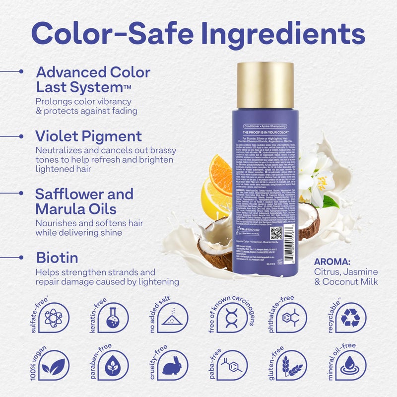 Colorproof Daily Blonde Conditioner 8.5 Fl. Oz. Purple Conditioner for Blonde Hair with Citrus, Jasmine & Coconut Milk Scent, Sulfate Free Conditioner for Detangling and Toning - Image 2