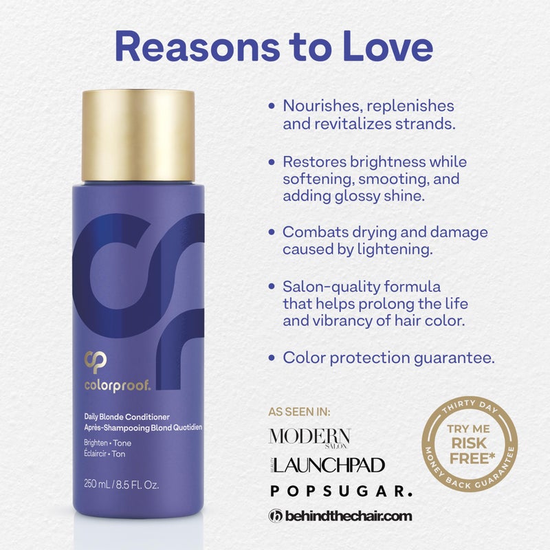 Colorproof Daily Blonde Conditioner 8.5 Fl. Oz. Purple Conditioner for Blonde Hair with Citrus, Jasmine & Coconut Milk Scent, Sulfate Free Conditioner for Detangling and Toning - Image 3
