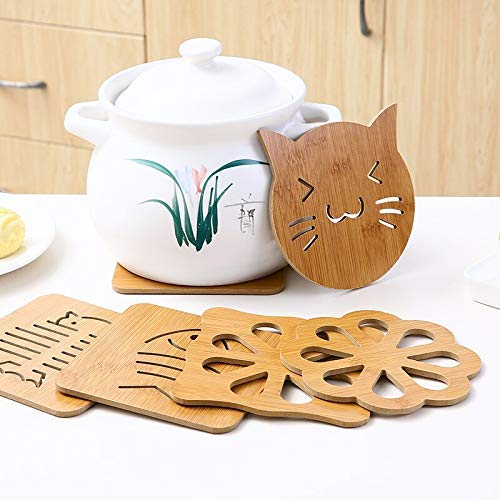 KPNG Heat Resistant Non-Slip Bamboo Trivets Pot Mat for Kitchen Table (2 Piece Big (15cm x 15cm, Big), Wooden) - Image 3