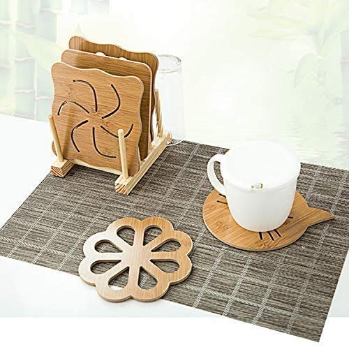KPNG Heat Resistant Non-Slip Bamboo Trivets Pot Mat for Kitchen Table (2 Piece Big (15cm x 15cm, Big), Wooden) - Image 4