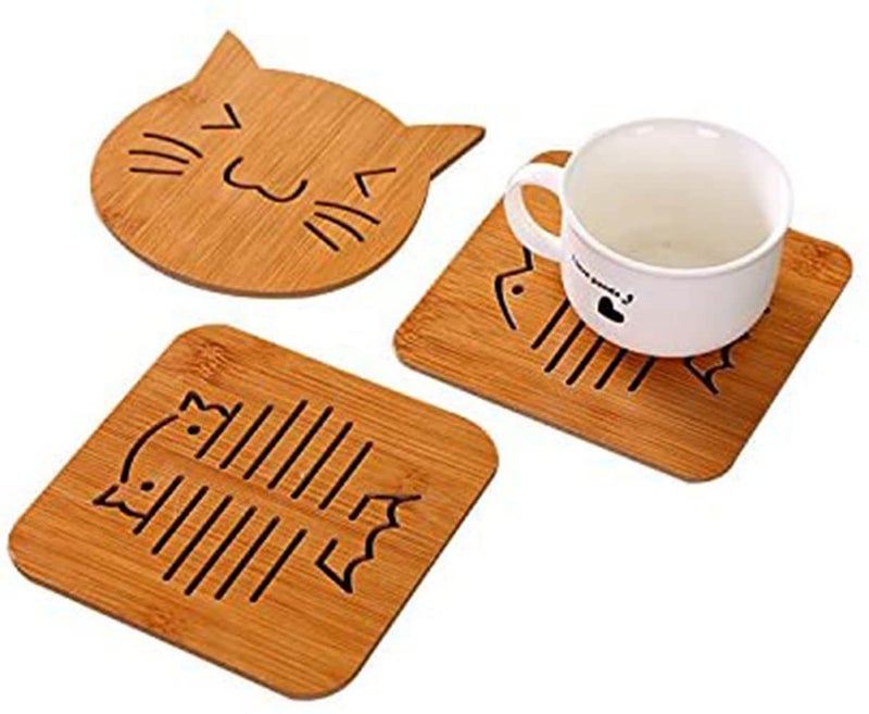 KPNG Heat Resistant Non-Slip Bamboo Trivets Pot Mat for Kitchen Table (2 Piece Big (15cm x 15cm, Big), Wooden) - Image 1