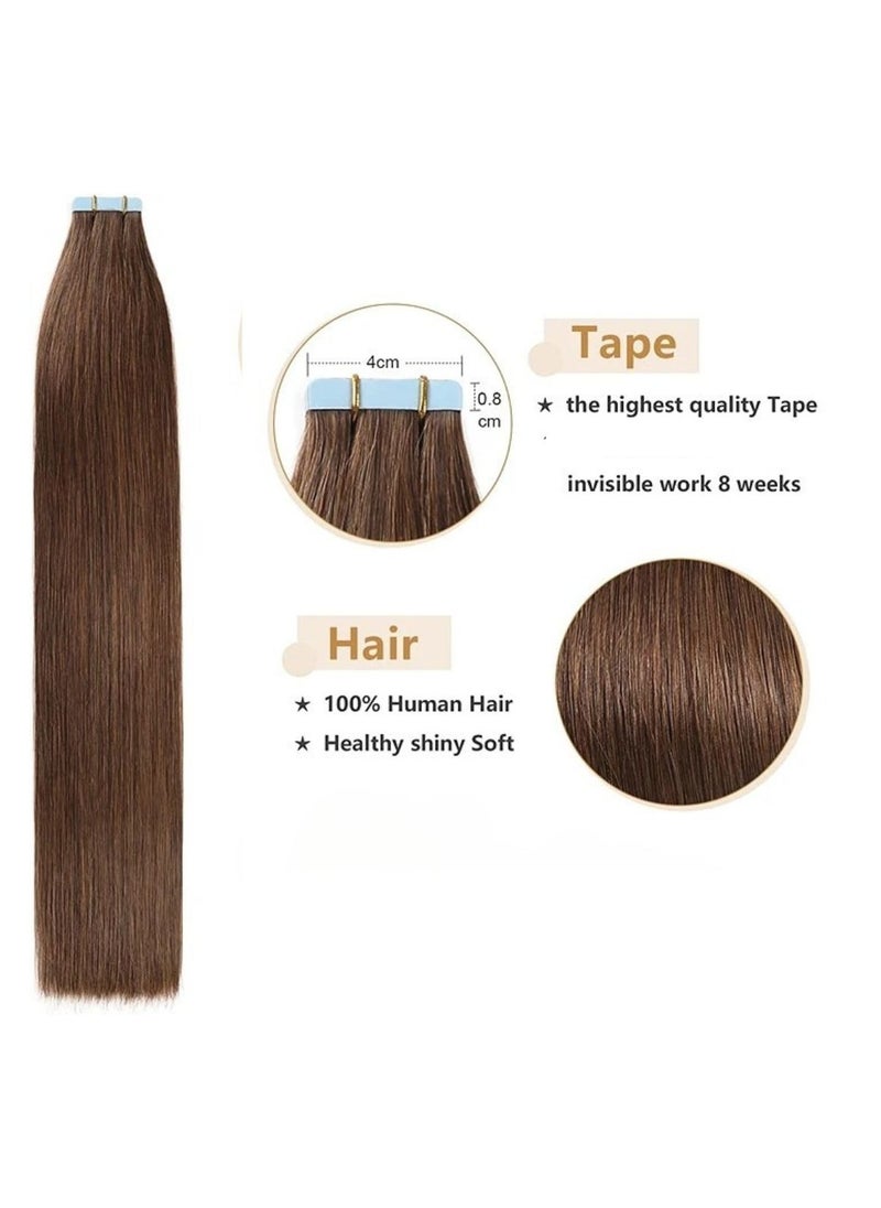 Estelle Invisible Tape in Hair Extensions Natural Human Hair Extensions 20 Pieces 50 Grams Color No 4  - Image 3