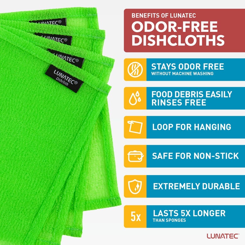Lunatec Odor-Free Kitchen Dishcloths. A Scrubber and scouring pad for All Surfaces. (4-Pack) - Image 2