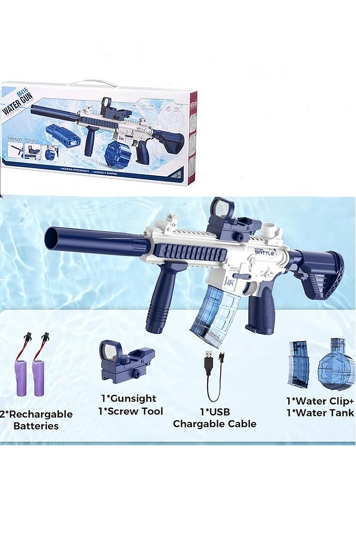 Yoawllty Electric Water Pool Toys, Swimming Pool Toys, Automatic Squirt Toy Up to 32 Feet with 2 Water Tanks and 2 Sets of Batterie(Blue and White) - Image 2