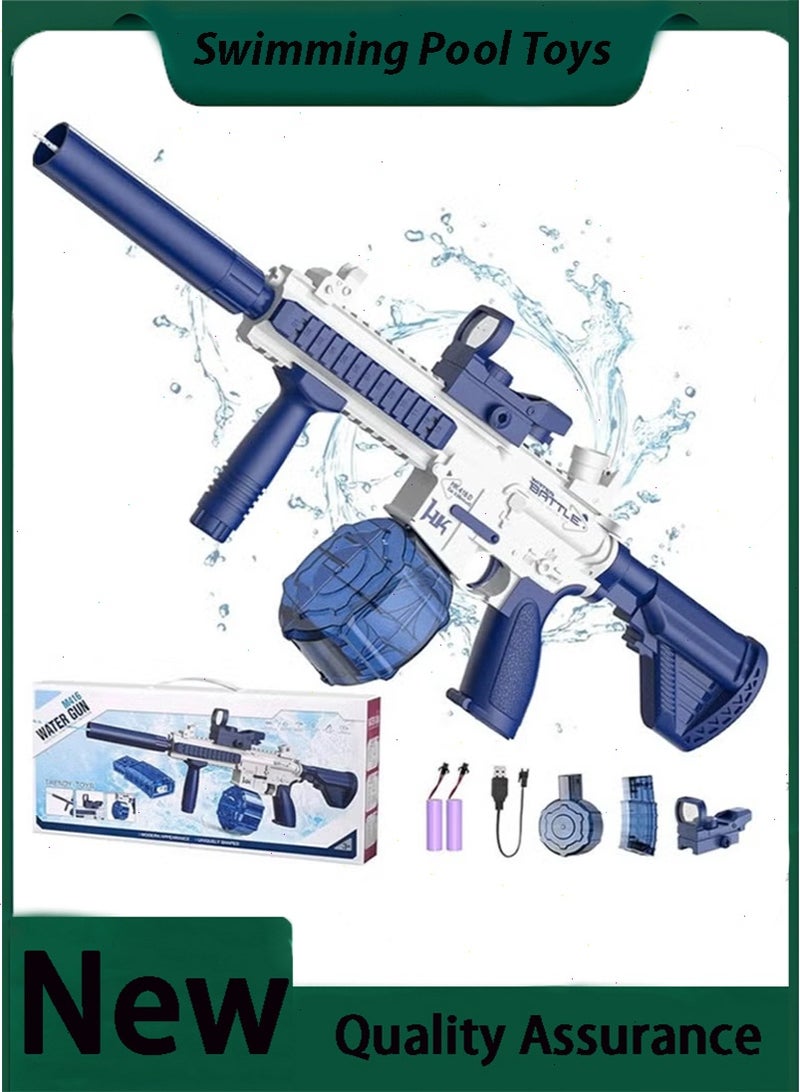 Yoawllty Electric Water Pool Toys, Swimming Pool Toys, Automatic Squirt Toy Up to 32 Feet with 2 Water Tanks and 2 Sets of Batterie(Blue and White) - Image 1