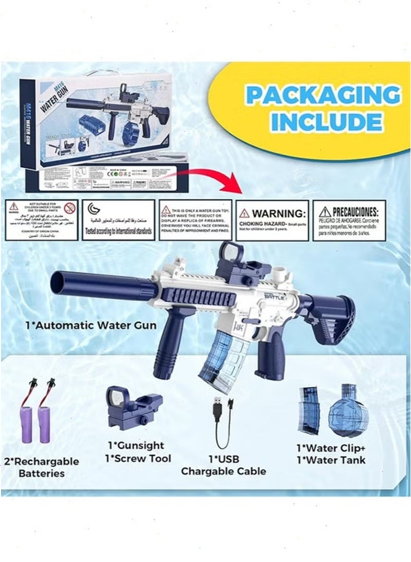 Yoawllty Electric Water Pool Toys, Swimming Pool Toys, Automatic Squirt Toy Up to 32 Feet with 2 Water Tanks and 2 Sets of Batterie(Blue and White) - Image 3