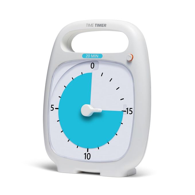 Time Timer PLUS 20 Minute Desk Visual Timer  Countdown Timer with Portable Handle for Classroom, Office, Homeschooling, Study Tool with Silent Operation (White) - Image 1