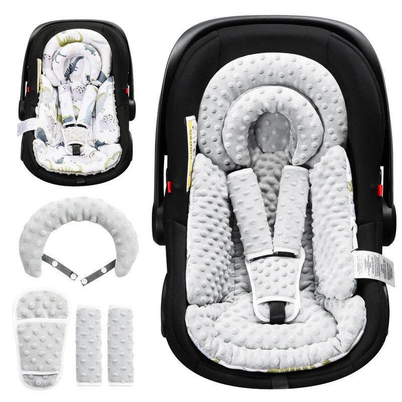 BOMOLOUR Infant Car Seat Insert with Removable Cushion for Baby Preemie Newborn Infant, Reversible carseat Insert Head Body Support Fits for Stroller, Baby Swing, Rocker, Bouncer, Bassinet - Grey - Image 1