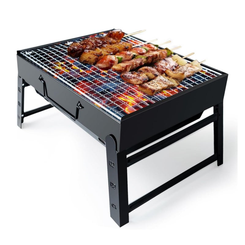 ROUNY BBQ Barbecue Grill, Portable Foldable Charcoal Grill for Outdoor, Stainless Steel BBQ Tabletop Smoker for Picnic, Garden, Terrace, Camping, Travel, Hiking - Image 1