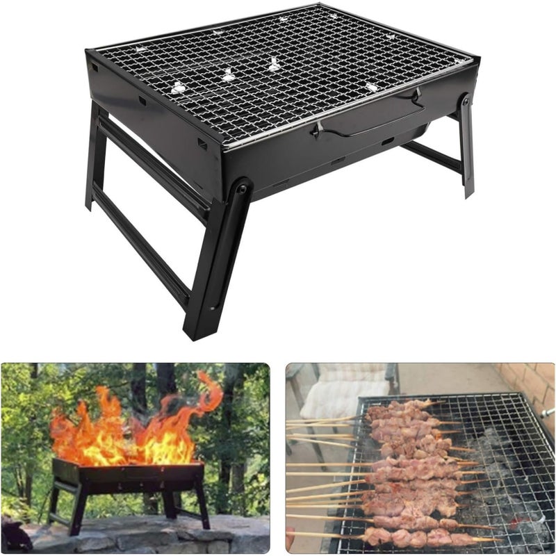 ROUNY BBQ Barbecue Grill, Portable Foldable Charcoal Grill for Outdoor, Stainless Steel BBQ Tabletop Smoker for Picnic, Garden, Terrace, Camping, Travel, Hiking - Image 4