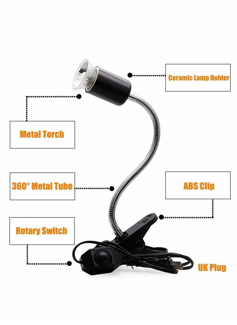 Generic - UVA/UVB Tortoise Heat Lamp, 50W Clamp-on Reptile Heat Bulb, 360° Adjustable Aquarium Heating Light, E27 Clamp-on Pet Heating Emitter for Reptiles/Amphibians/Lizards/Turtle/Snakes - Image 1