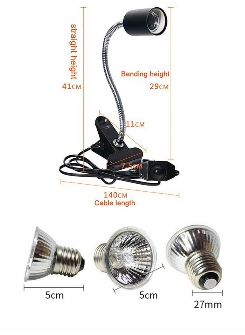 Generic - UVA/UVB Tortoise Heat Lamp, 50W Clamp-on Reptile Heat Bulb, 360° Adjustable Aquarium Heating Light, E27 Clamp-on Pet Heating Emitter for Reptiles/Amphibians/Lizards/Turtle/Snakes - Image 1