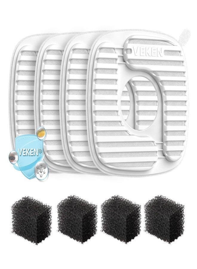 Veken PP Housing Cat Water Fountain Filters, 4 Pack Replacement Filters & 4 Pack Replacement Pre-Filter Sponges Set for 50oz, 84oz, 95oz or 108oz Automatic Pet Fountain Dog Water Dispenser - Image 1